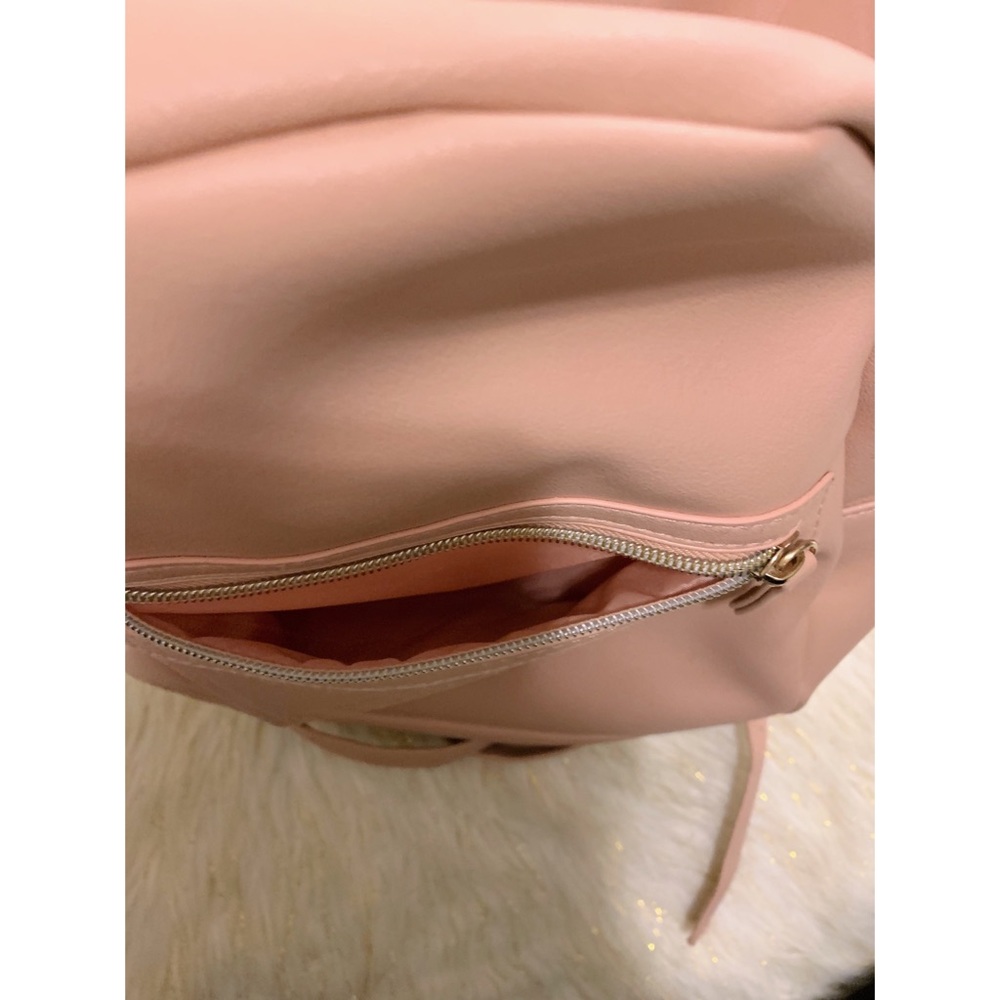 Baby Pink Vegan Leather Soft Mini Backpack Handbag - Picture 5 of 6
